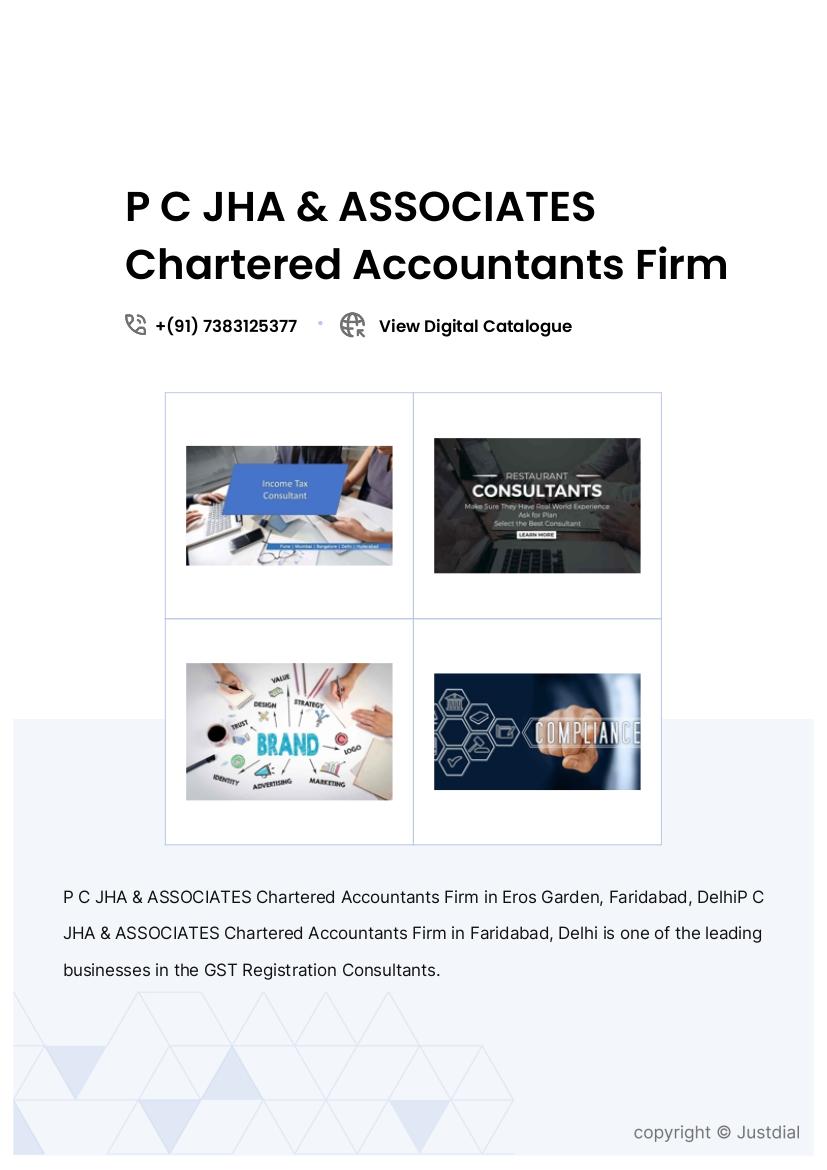 P C JHA & ASSOCIATES Chartered Accountants Firm