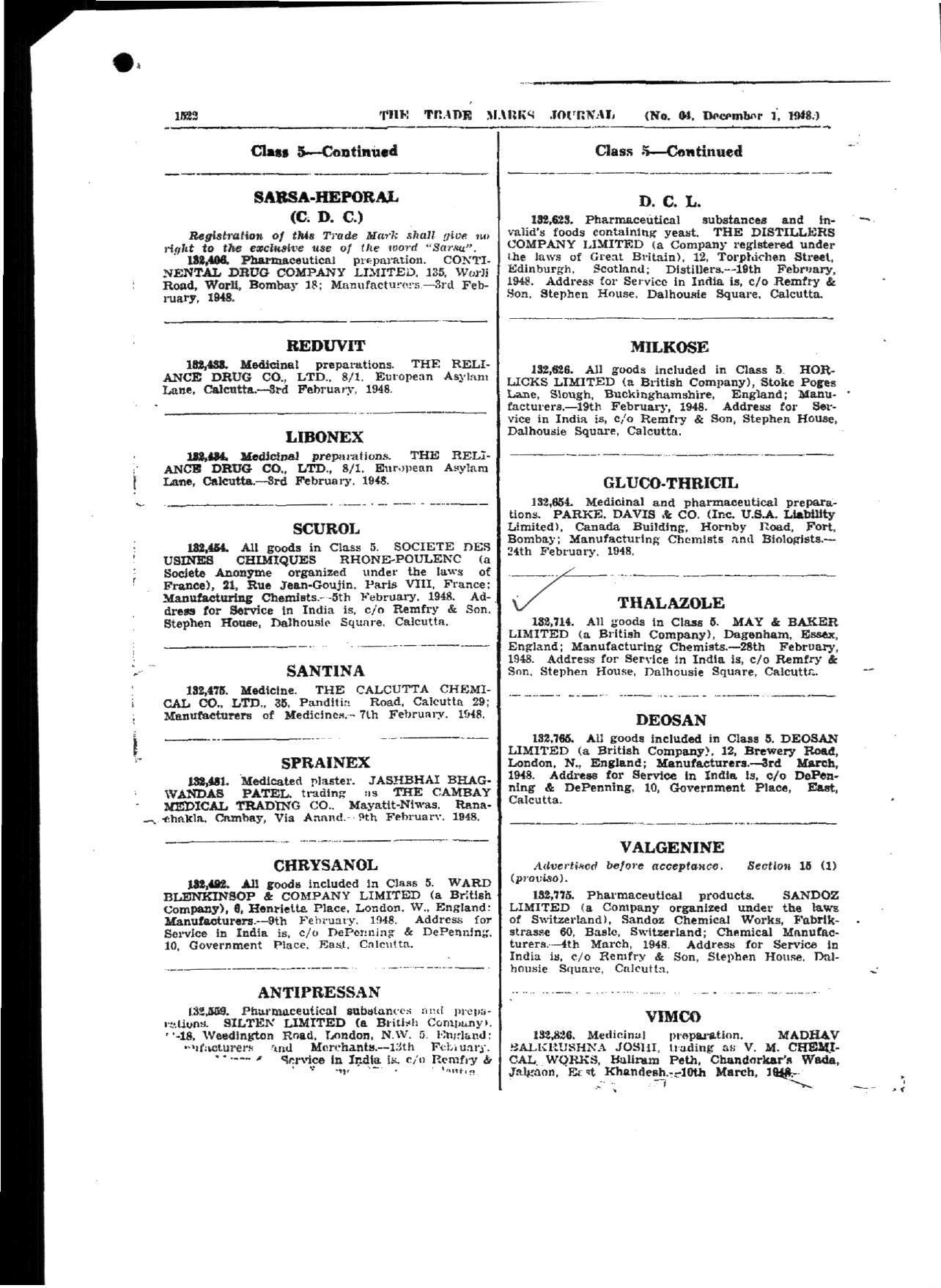 THALAZOLE trademark artwork