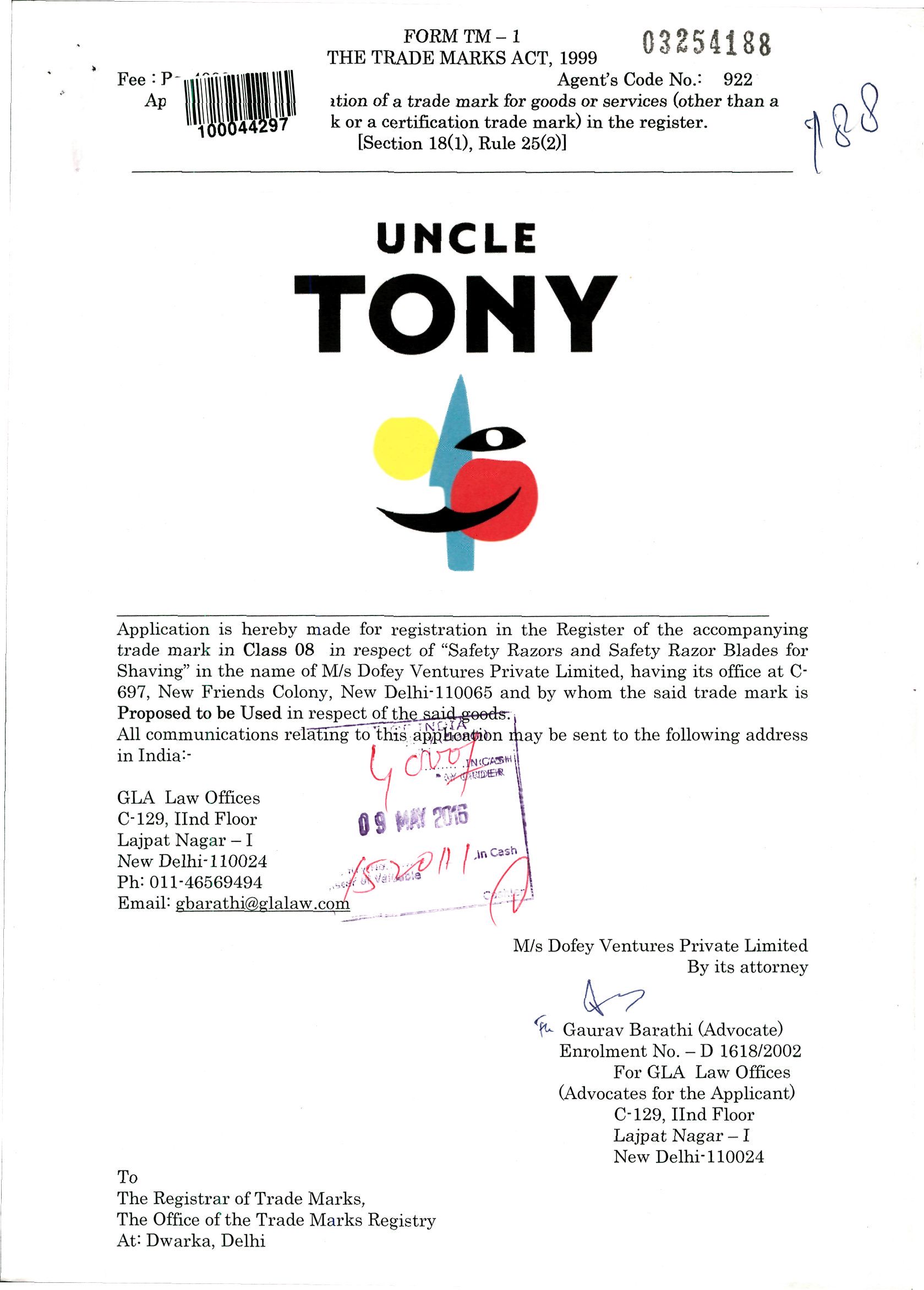 UNCLE TONY trademark artwork
