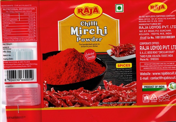 RAJA CHILLI MIRCHI POWDER trademark artwork