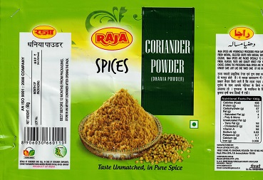 RAJA CORIANDER POWDER trademark artwork