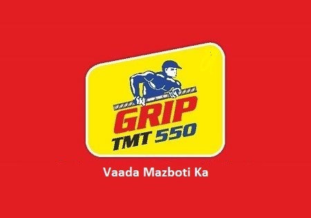 GRIP TMT 550 with tagline Vaada Mazboti Ka trademark artwork