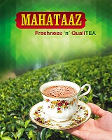 MAHATAAZ with a tagline" Freshness 'n' QualiTEA" trademark artwork
