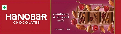 HANOBAR CHOCOLATES CRANBERRY & ALMOND MILK trademark artwork