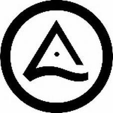 The mark consists of a dot located in the center of a stylized triangle located in the center of a circle trademark artwork