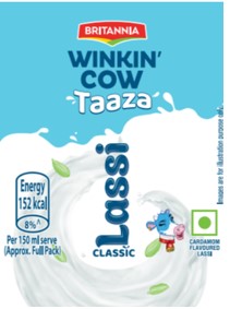 Britannia Winkin Cow Taaza Classic Lassi Cardamom trademark artwork