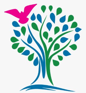 Device of a tree with bird trademark artwork