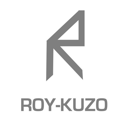 Logo consisting of letter R and word mark ROY-KUZO trademark artwork