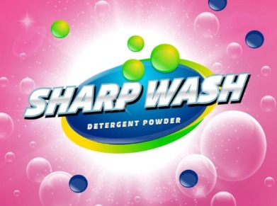 SHARP WASH "DETERGENT POWDER" trademark artwork