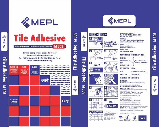 MEPL TILE ADHESIVE M305 LABEL trademark artwork