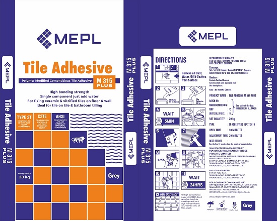 MEPL TILE ADHESIVE M315 PLUS LABEL trademark artwork