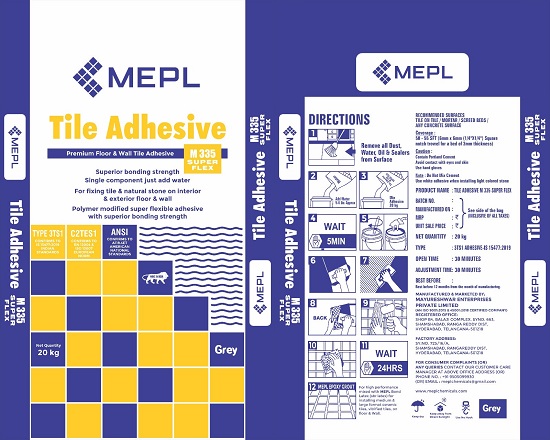 MEPL TILE ADHESIVE M335 SUPER FLEX LABEL trademark artwork