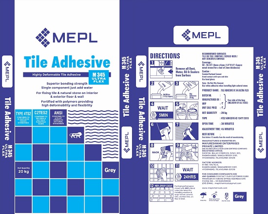 MEPL TILE ADHESIVE M345 ULTRA FLEX LABEL trademark artwork