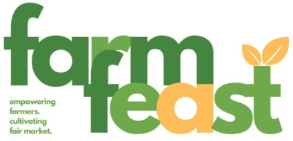 FARM FEAST with a tagline Empowering Farmers. Cultivating fair market. trademark artwork