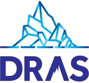 Device mark containing the word 'DRAS' in a distinctive style and colour combination trademark artwork
