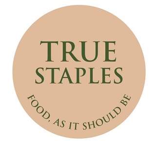 TRUE STAPLES With tagline FOOD, AS IT SHOULD BE trademark artwork