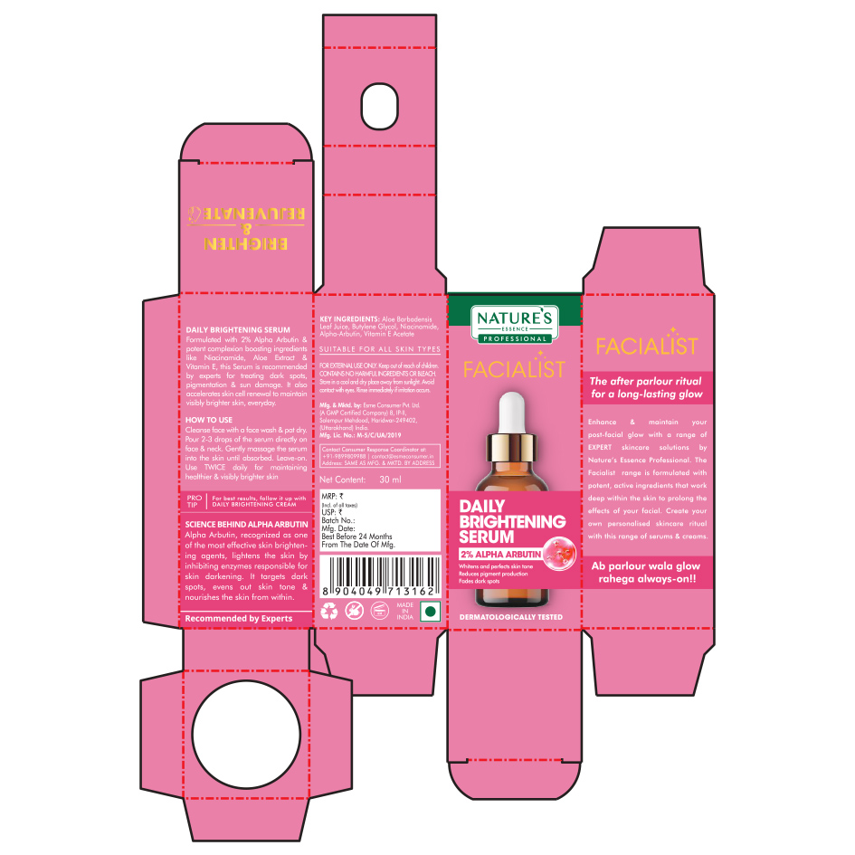 Nature Essence Professional Facialist Daily Brightening serum trademark artwork