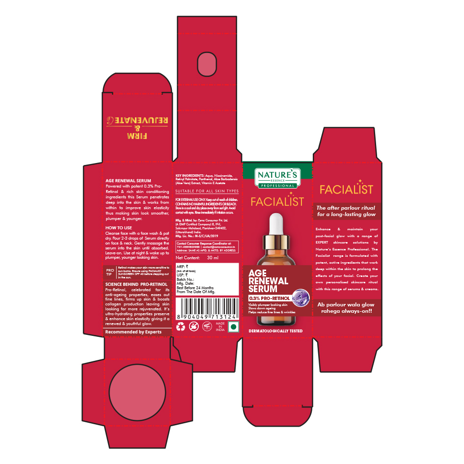 Nature Essence Professional Facialist Age Renewal serum trademark artwork