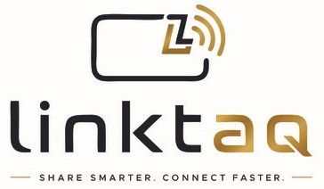 LINKTAQ with tagline - SHARE SMARTER . CONNECT FASTER .- trademark artwork
