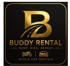 B BUDDY RENTAL RENT. RIDE. REPEAT. BIKE & CAR RENTALS trademark artwork