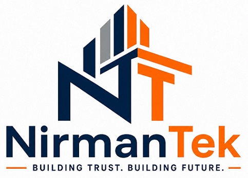 NirmanTek : BUILDING TRUST. BUILDING FUTURE. [with the device of NT] trademark artwork