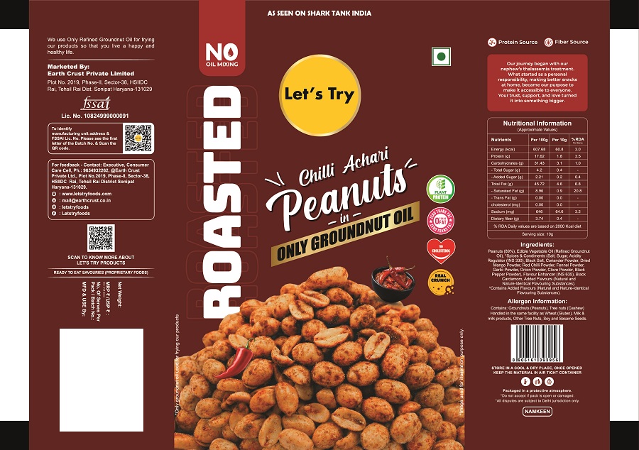 Let's Try ROASTED Chilli Achari Peanuts trademark artwork