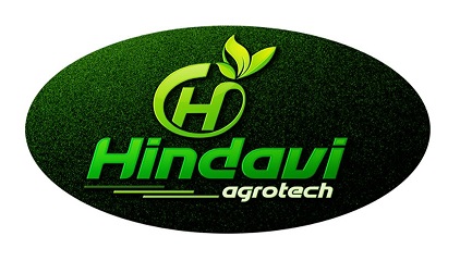 stylized word "Hindavi agrotech" along with a distinctive "H" device enclosed in a circular ring with two leaves trademark artwork