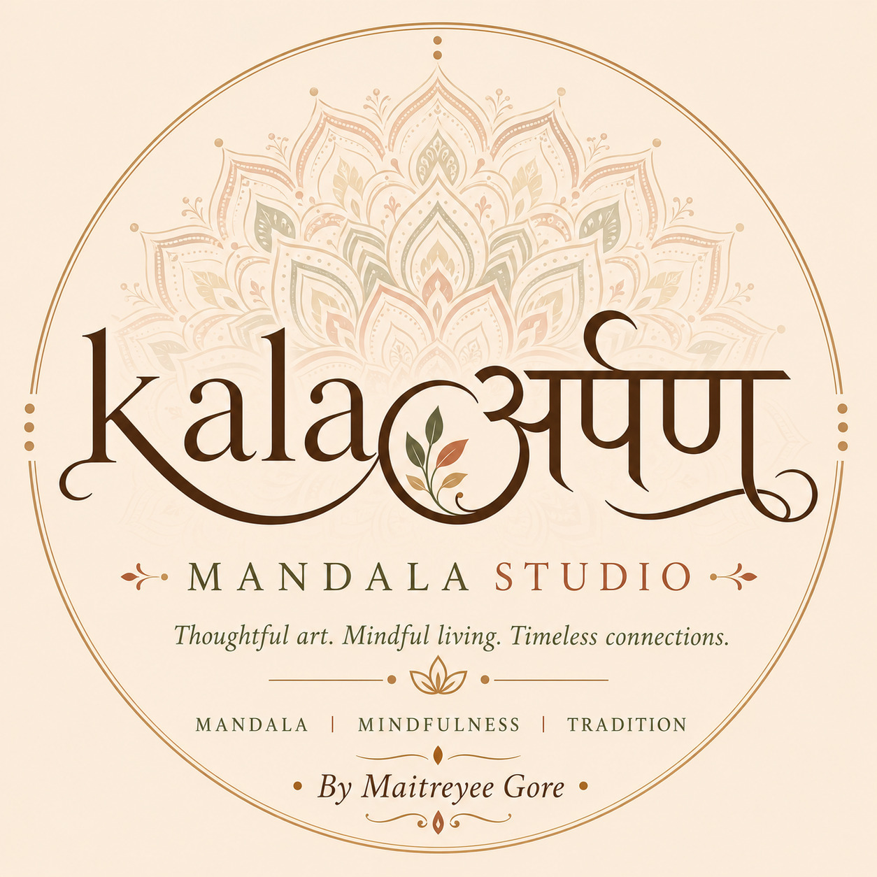 The mark consists of the stylized wording "kala -----" with a mandala device and accompanying design elements. trademark artwork