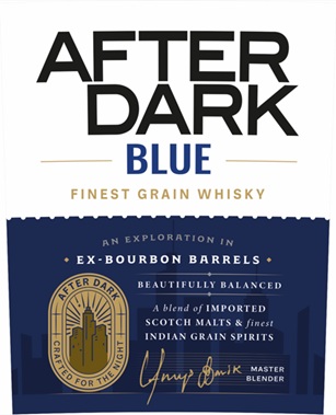 After Dark Blue Finest Grain Whisky trademark artwork