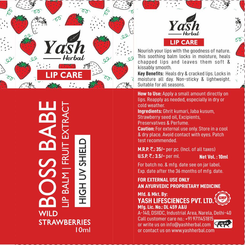 Yash Herbal Lip Care trademark artwork