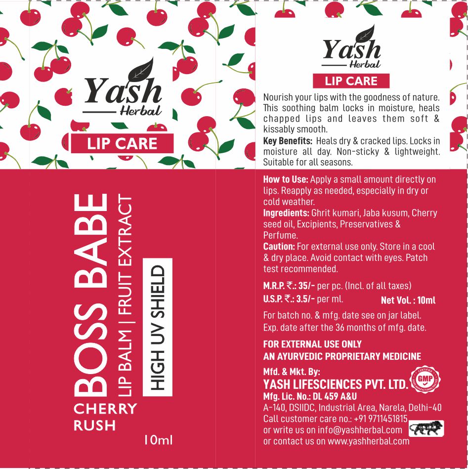Yash Herbal Lip Care trademark artwork