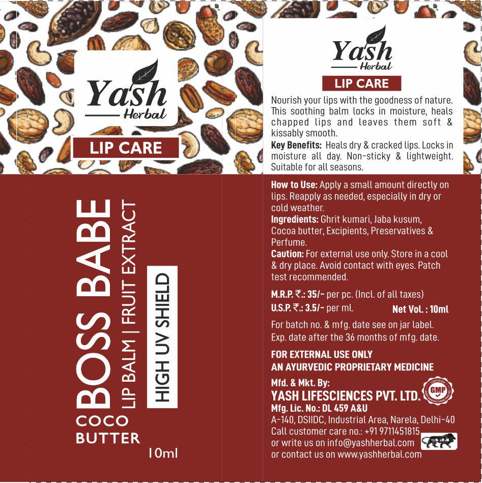 Yash Herbal Lip Care trademark artwork