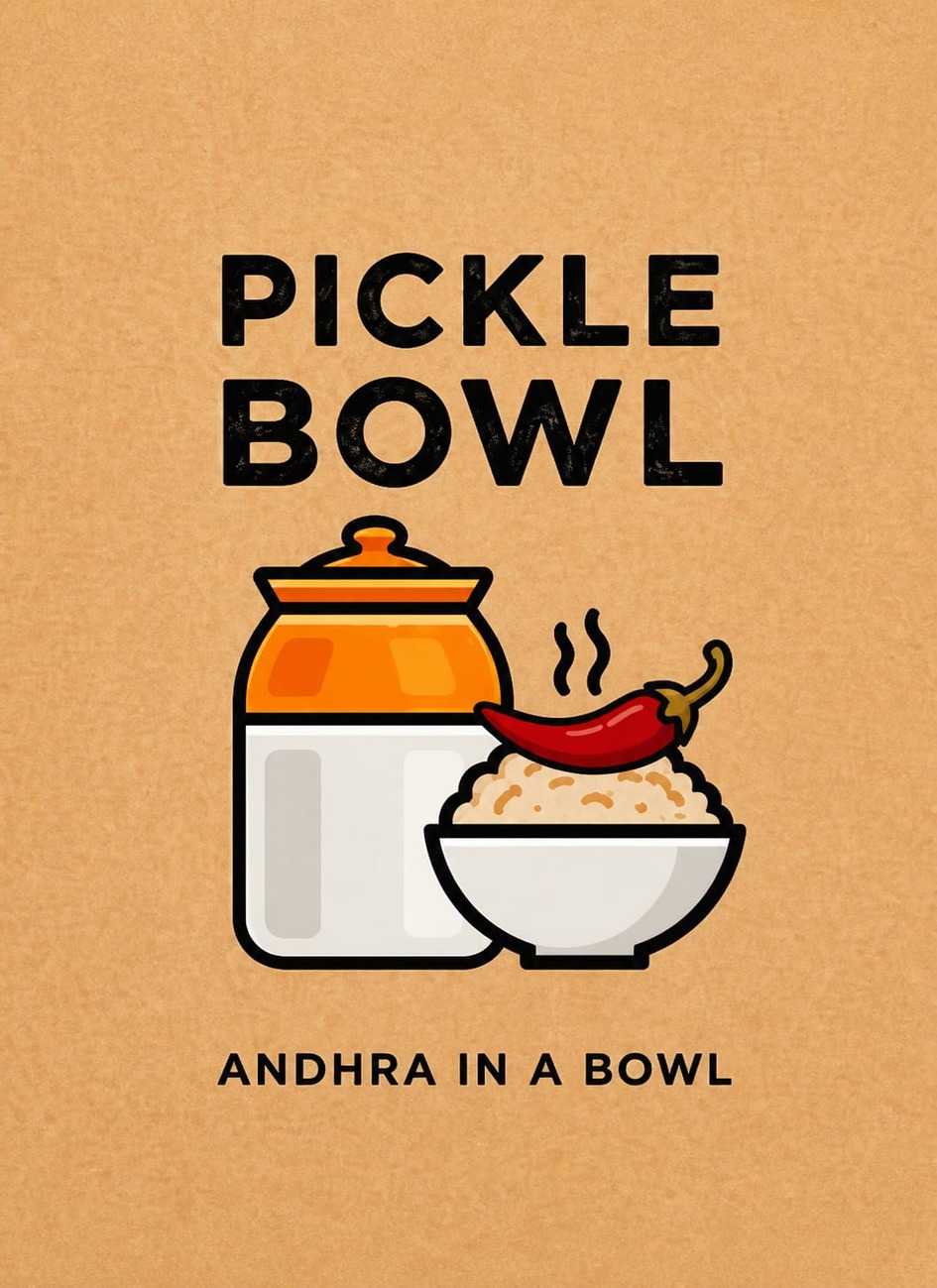 "PICKLE BOWL" with tagline "ANDHRA IN A BOWL" trademark artwork