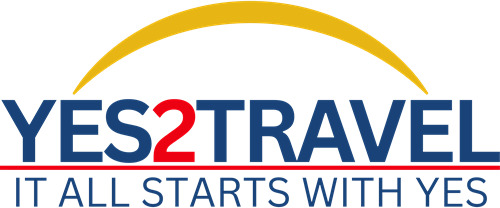 YES2TRAVEL WITH TAGLINE OF IT ALL STARTS WITH YES trademark artwork