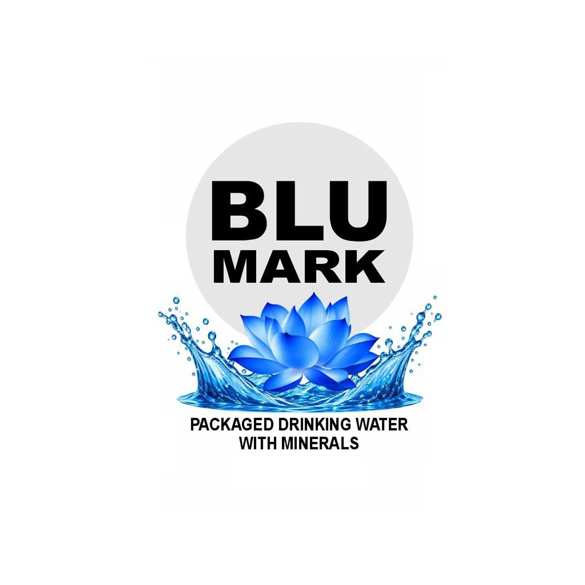 BLU MARK DEVICE WITH TAGLINE PACKAGED DRINKING WATER WITH MINERALS trademark artwork