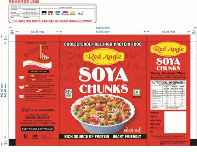 RED ANGLE SOYA CHUNKS WITH LABLE trademark artwork