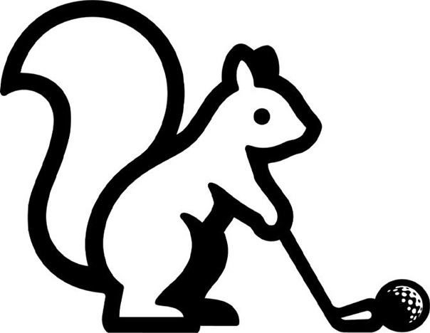 Squirrell with golf club and ball trademark artwork