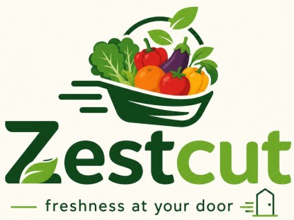 Zestcut with a tagline freshness at your door with device trademark artwork