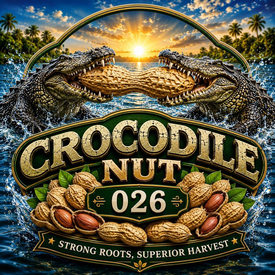 CROCODILE NUT026 With Tagline "Strong Roots, Superior Harvest" trademark artwork