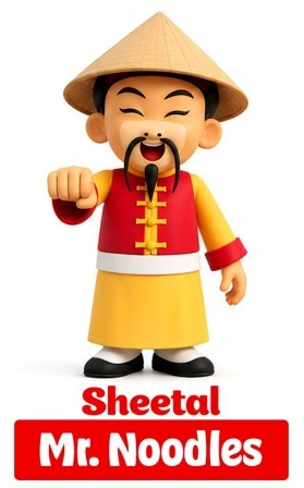 SHEETAL MR. NOODLES WITH DEVICE OF CARTOON trademark artwork