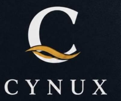 “CYNUX” with a large white letter “C” and a gold wave design” trademark artwork