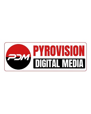 PYROVISION DIGITAL MEDIA ; DEVICE OF PDM trademark artwork
