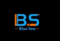 Modern "B.S" logo in blue and orange with the brand name "Blue Sea" displayed below on a black background trademark artwork