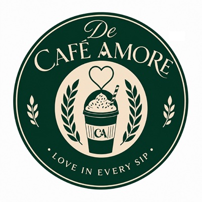 De CAFE AMORE with tag line Love in Every Sip trademark artwork
