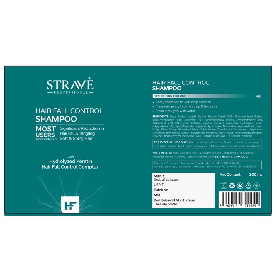 Strave Professional-Hair Fall Control Shampoo trademark artwork