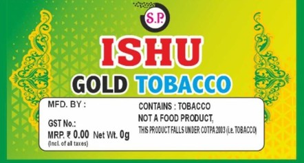 S.P Ishu Gold Tobacco trademark artwork