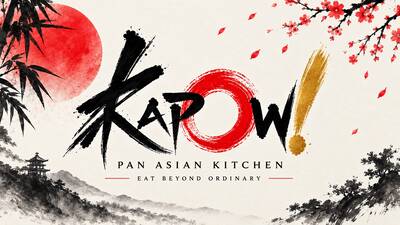 KAPOW! " PAN ASIAN KITCHEN, EAT BEYOND ORDINARY" trademark artwork