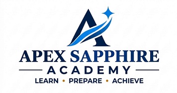 A APEX SAPPHIRE ACADEMY WITH DEVICE trademark artwork