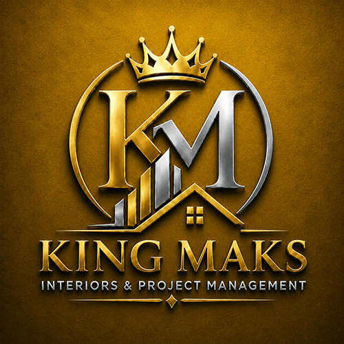 KING MAKS INTERIORS & PROJECT MANAGEMENT – With device of KM trademark artwork