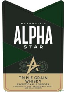 McDowell's Alpha Star Triple Grain Whisky (label) trademark artwork